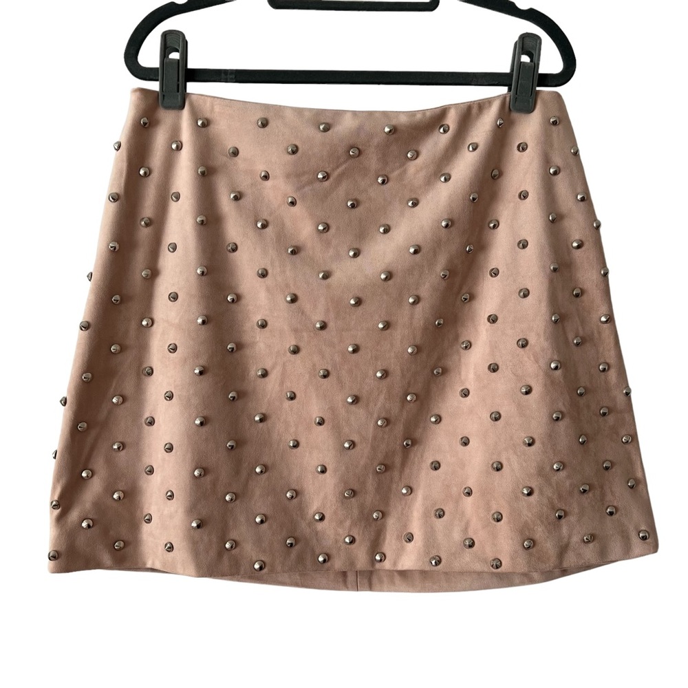 Forever 21 | Light Pink Faux Suede Studded Mini Skirt | Size 0X
